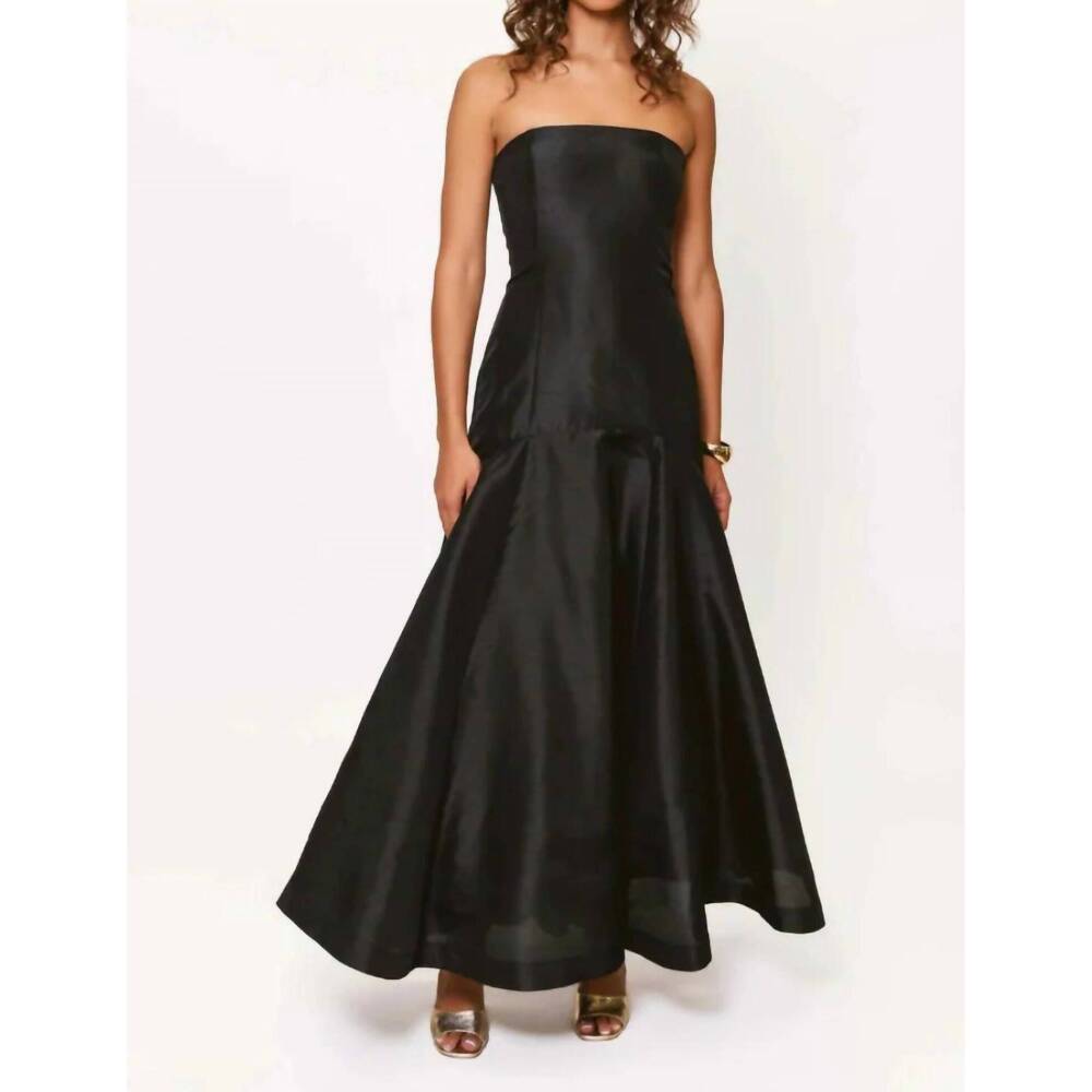 NEW HUTCH maria strapless dramatic flared mermaid gown in black